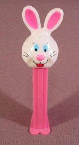 Pez Easter Bunny White Head With Pink Stem Blue Eyes Pez Candy
