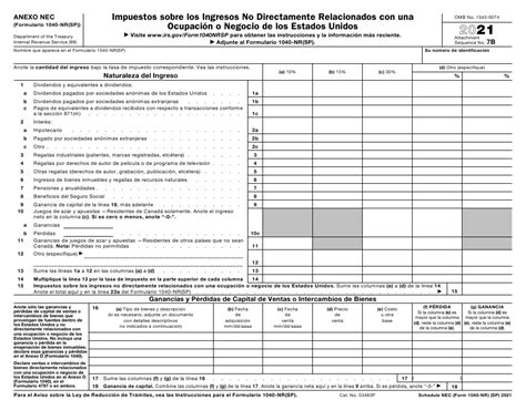 Irs Formulario 1040 Nrsp Anexo Nec 2021 Fill Out Sign Online And