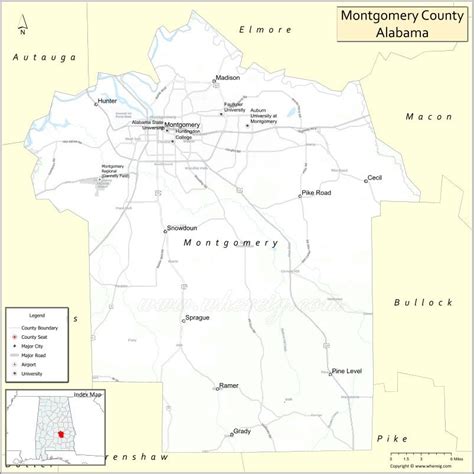 Montgomery Alabama Montgomery County County Map University Of