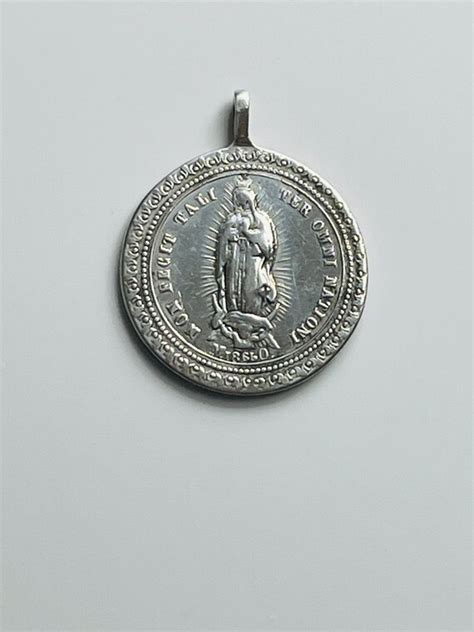 vintage religious medal pendant gem