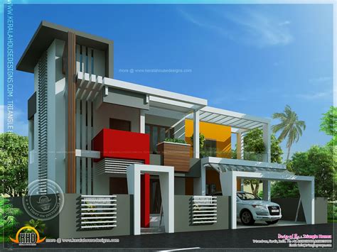 You'll find that these homes feature walls of windows, beautifully designed outdoor living spaces, open floor plans and much more. Contemporary house in unique design | Indian House Plans