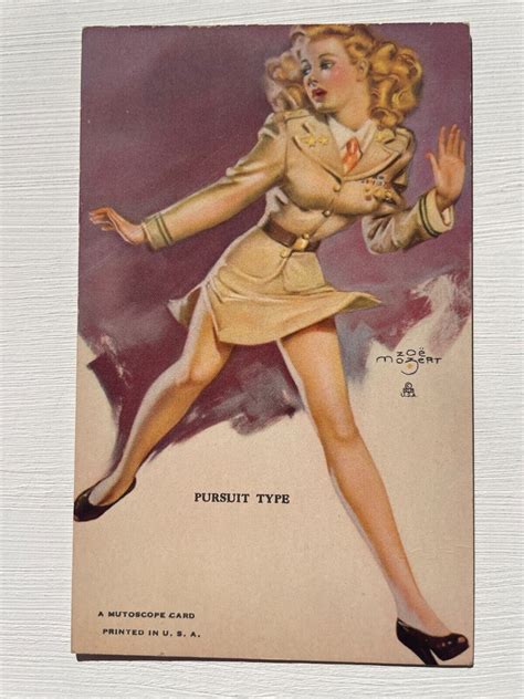 1940 S Pinup Girl Picture Mutoscope Card Zoe Mozert Pursuit Type