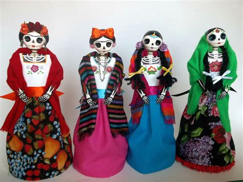 Catrinas De Papel Mache Mexican Doll Halloween Skeletons Latin