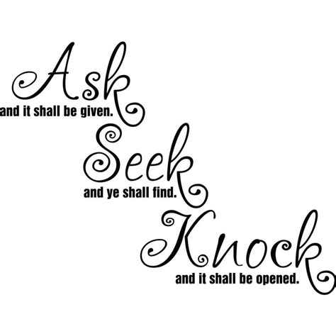 Ask Seek Knock Quote Wall Sticker Decal World Of Wall Stickers
