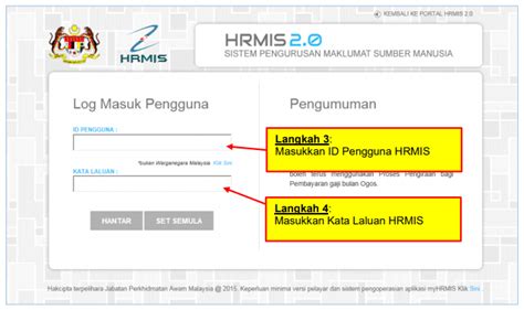 Gerakkan mouse kekanan, pilih penyemakan cuti 3. Login HRMIS 2.0 Sistem Pengurusan Maklumat Sumber Manusia 2020