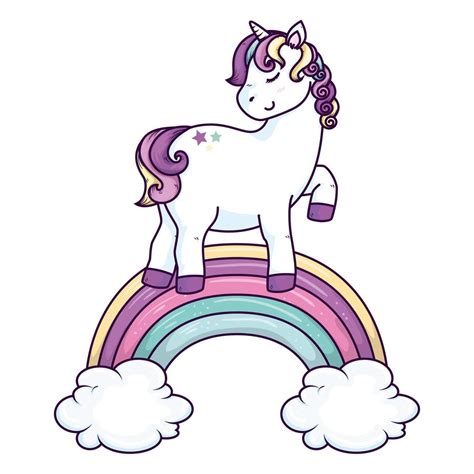Cute Unicorn With Clouds And Rainbow 1905948 Vector Art At Vecteezy