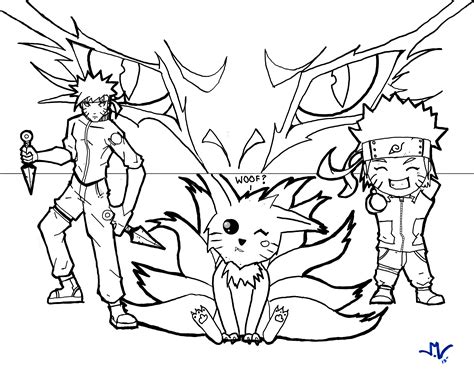 Coloring pages are a great method to entertain kids during traveling or on a wet moment. Naruto Nine Tails Coloring Pages