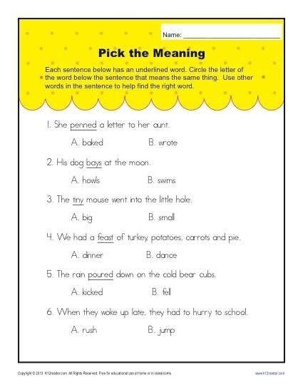 Context clues worksheets 3rd grade pdf