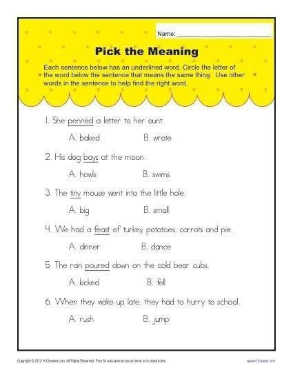 Context Clues Worksheets 3rd Grade Pdf