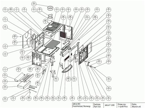 Exploded Diagram for Jotul F 100 stove