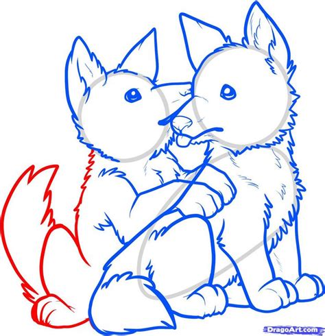 Step 11 How To Draw Wolf Pups Wolf Puppies Wolf Drawing Anime Wolf