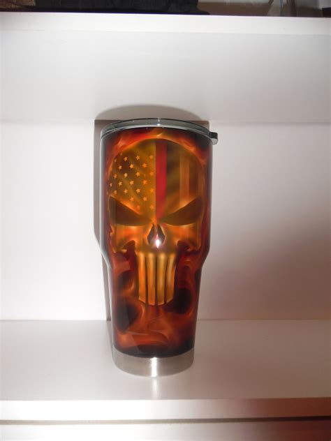 On Sale Thin Red Line Punisher Skull With True Fire By