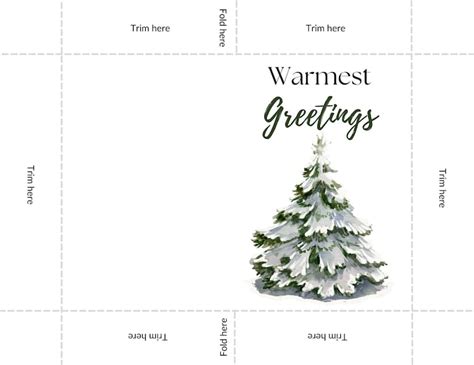 Pine Tree Christmas Card Printable Instant Digital Download Holiday