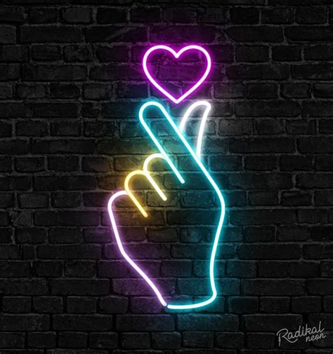 Finger Heart Neon Signs Neon Wall Art Neon Light Wallpaper