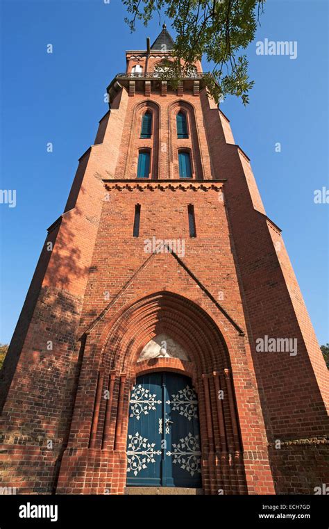 Tower Of The Neo Gothic Parish Church Of Wustrow 1873 Mecklenburg