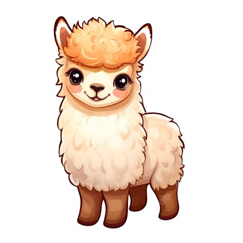 Cute Alpaca Illustration Sticker With Ai Generative Alpaca Character