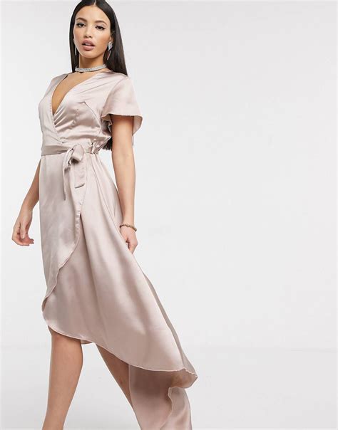 Midi Wrap Dress Missguided High Low Dress Latest Trends Asos Blush