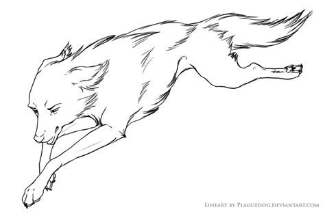 Although your pet may just go next door and back, running away can be dangerous. Running Wolf Lineart for you by Plaguedog on DeviantArt