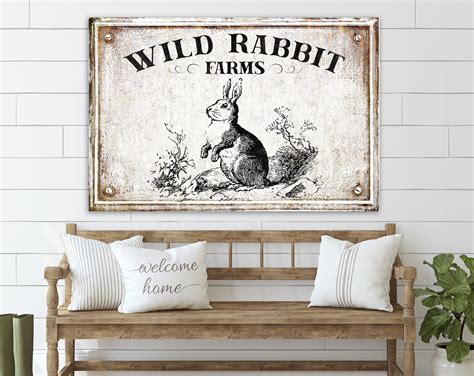 Vintage Farmhouse Wall Decor Wild Rabbit Farm Sign Rustic Etsy In