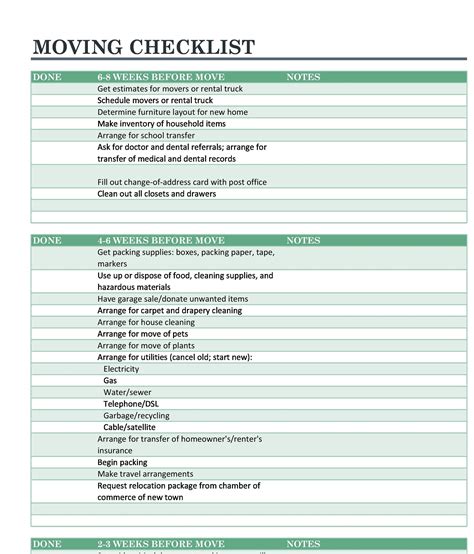 45 Great Moving Checklists Checklist For Moving In Out Template Lab