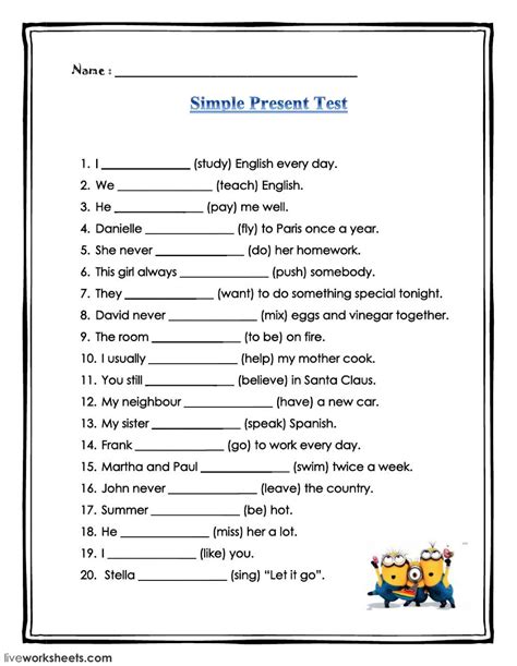 Present Simple Worksheet Pdf