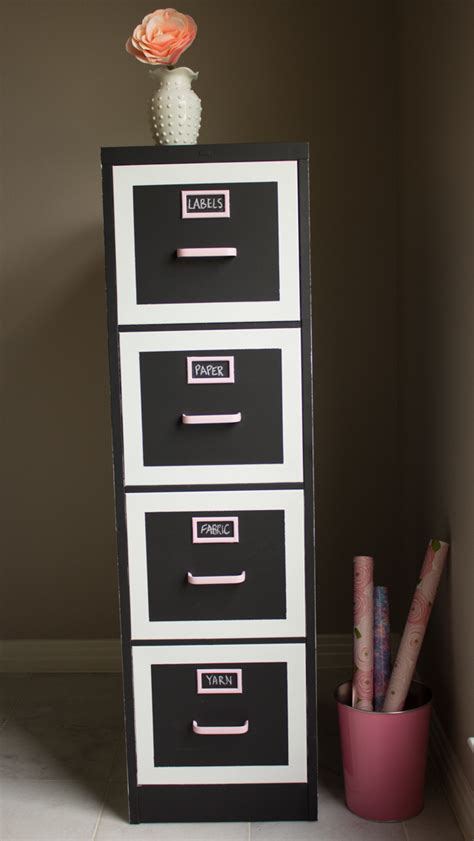 However, spray paint will create a smoother surface and it is harder to find metallic finishes in brushable paints. File Cabinet Makeover | Design Improvised