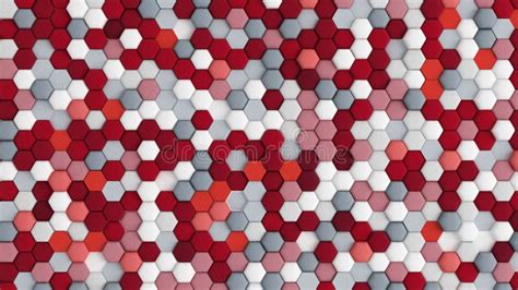Red White Abstract Background With Hexagons 3d Illustration 3d