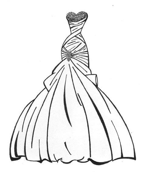 Dibujos para colorear: Vestido de Novia imprimible, gratis, para los