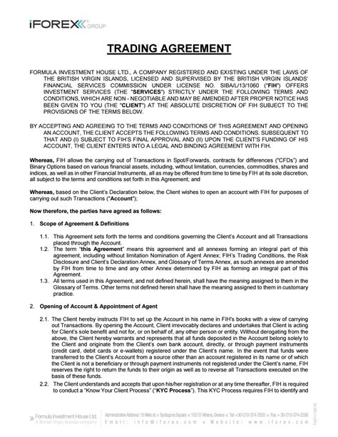 Trade Agreement Contract Template