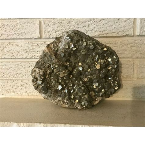 Rare Large Shiny Silver Pentagonal Faceted Crystal Rock Pyrite Mineral
