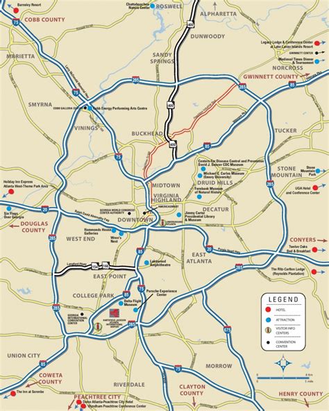 Maps Of Downtown Atlanta Interactive And Printable Maps