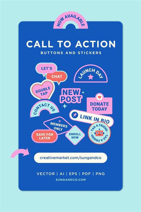 Fun Call To Action Buttons And Stickers On Creative Market
