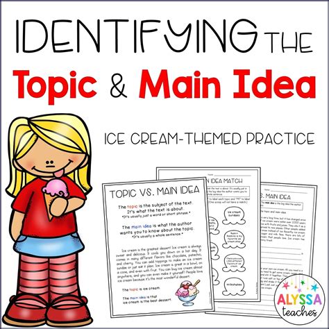 Topic And Main Idea Worksheets Store Alyssa Teaches