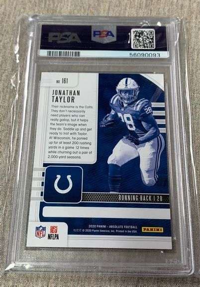 Graded 2020 Panini Absolute Jonathan Taylor Rookie Card Metzger Property Services Llc