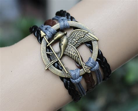 Black Mockingjay Bracelet Jewellry Hunger Games Bracelets Leather
