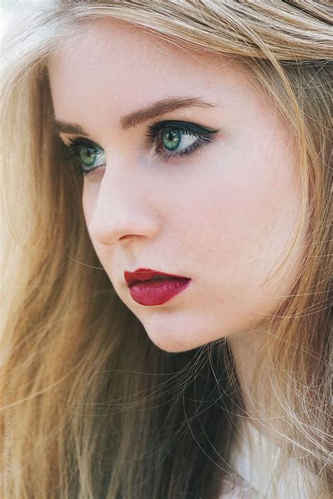 Portrait Of A Beautiful Young Woman With Green Eyes By Jovana Rikalo