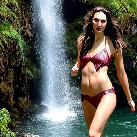 Lexica Gal Gadot In A Bikini Under A Waterfall Wet Hair