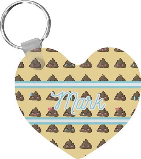 Poop Emoji Heart Plastic Keychain W Name Or Text Youcustomizeit