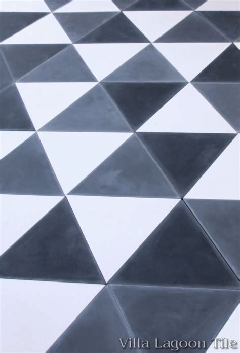 Troika Triangular Cement Tile In Black White And Seagull From