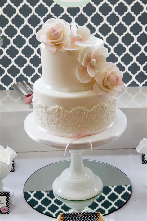 Collection by pc brown • last updated 7 days ago. Soft Pastel Lace Patterned Tiered Cake with Flowers | Beautiful cake pictures, Beautiful cakes ...