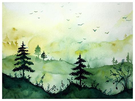 Sunny Forest Watercolour Painting 912 In Artfinder
