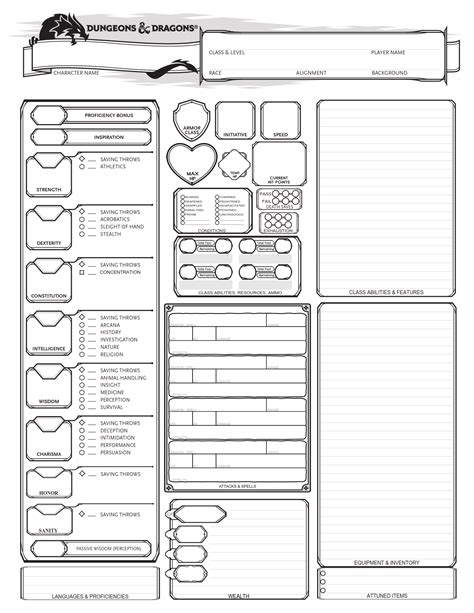 Form Fillable 5e Character Sheet Sheet Porn Sex Picture