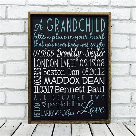 Grandchildren Names And Birth Date Wooden Sign Madi Kay Designs