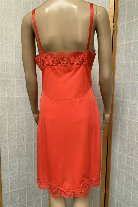 vintage sears the doesn t slip fortrel polyester red full slip~ lace 34