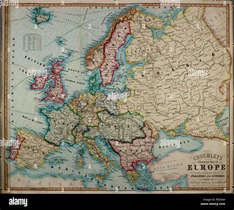 A 19th Century Coloured Map Of Europe Compiled For Use In Colleges And