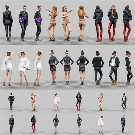 98 Realistic Human Models 3d Model Low Poly Fbx 12 Female Action Poses Sketchup Model 3d Model