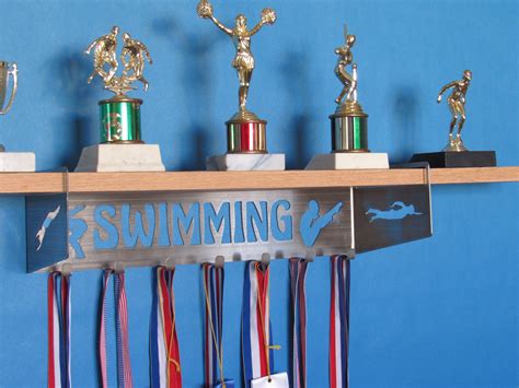 Swimming Trophy Shelf And Medal Display Male Etsy