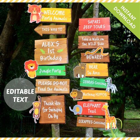 Safari Party Sign Birthday Decoration Jungle Party Welcome Signage