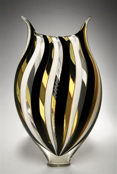 Black And White Foglio By David Patchen Elegant Foglio Series Work Using Cane Technique To