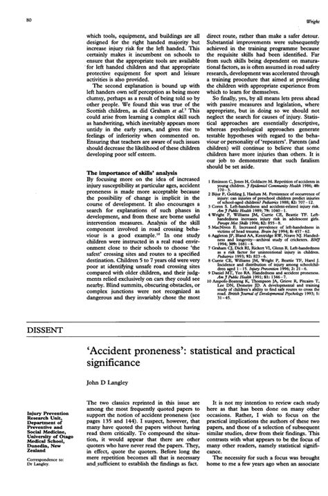 Accident Proneness Statistical And Practical Significance Injury